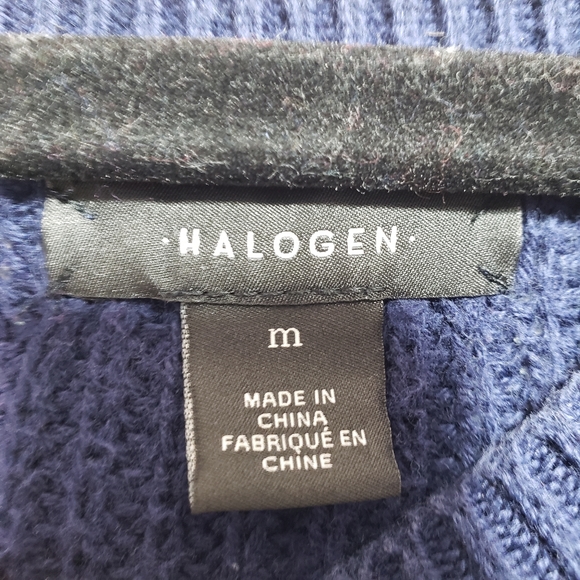 Halogen Blue Long Cotton Cable Knit Sweater Size M - Picture 3 of 5